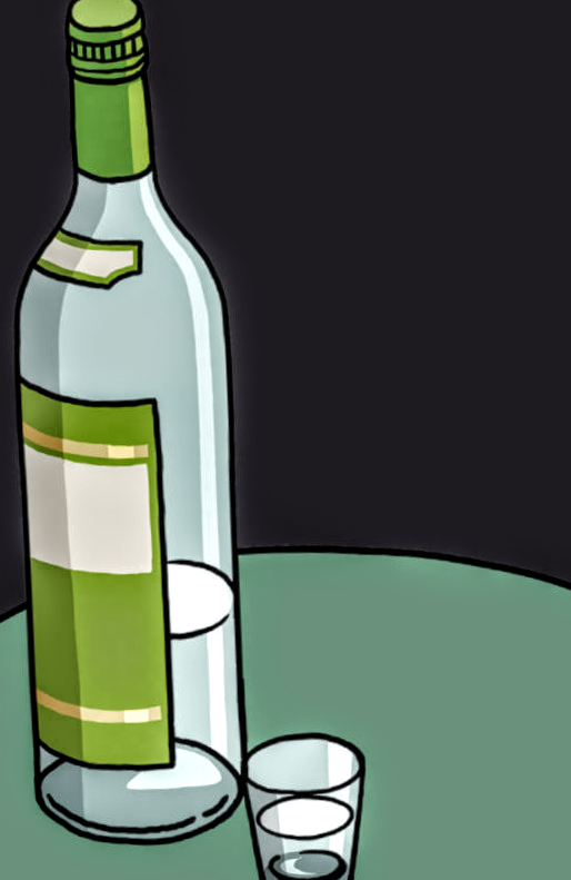 botella y vaso